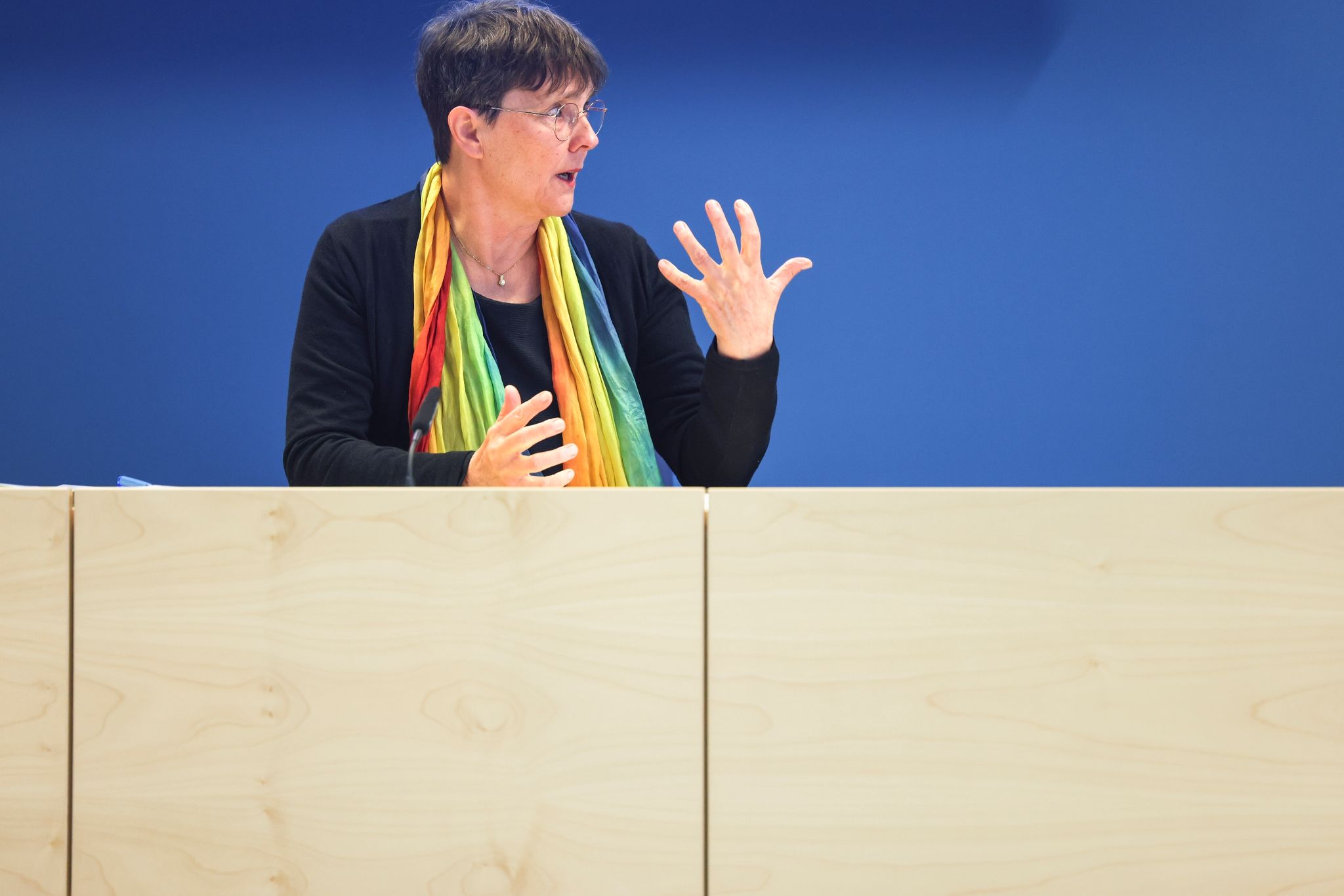 Monika Heinold (Grüne), Finanzministerin, spricht während einer Pressekonferenz.