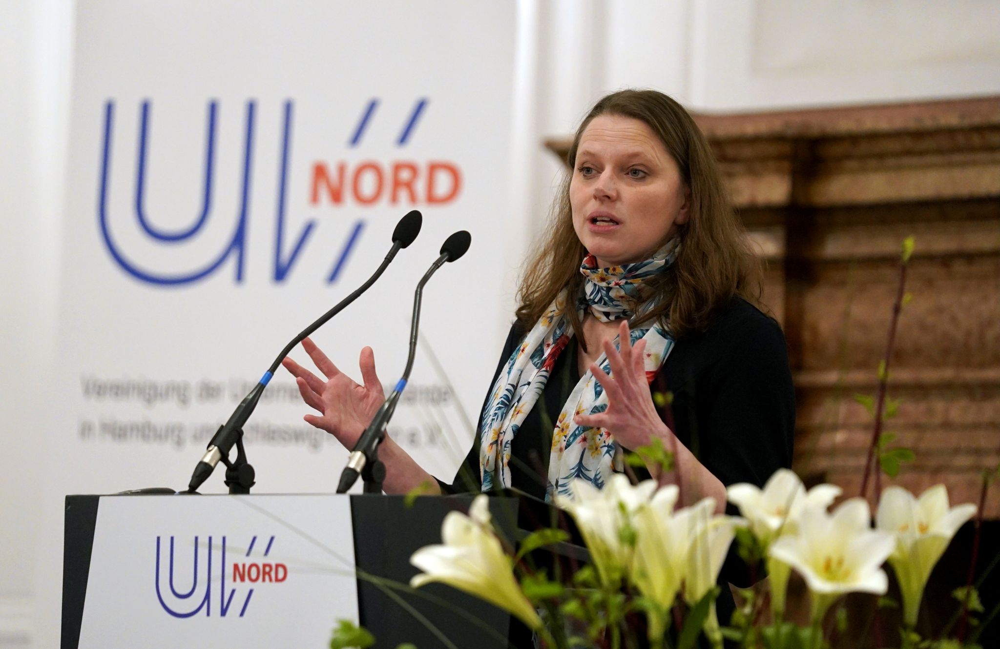 Melanie Leonhard (SPD), Senatorin für Wirtschaft und Innovation in Hamburg, spricht beim Neujahrsempfang UV Nord im Hotel «Atlantic».