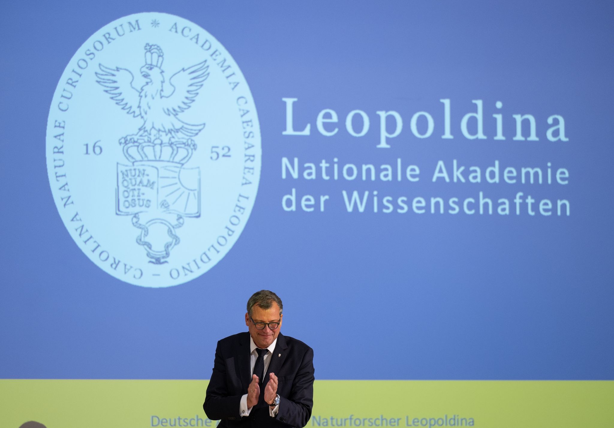 Gerald Haug, Präsident der Leopoldina, spricht auf einem Festsymposium der Nationalen Akademie der Wissenschaften Leopoldina in Halle/Saale.