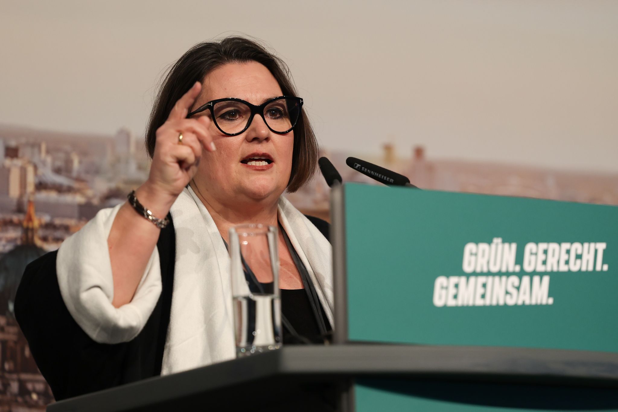 Susanne Mertens (Bündnis90/Die Grünen), Landesvorsitzende, spricht.