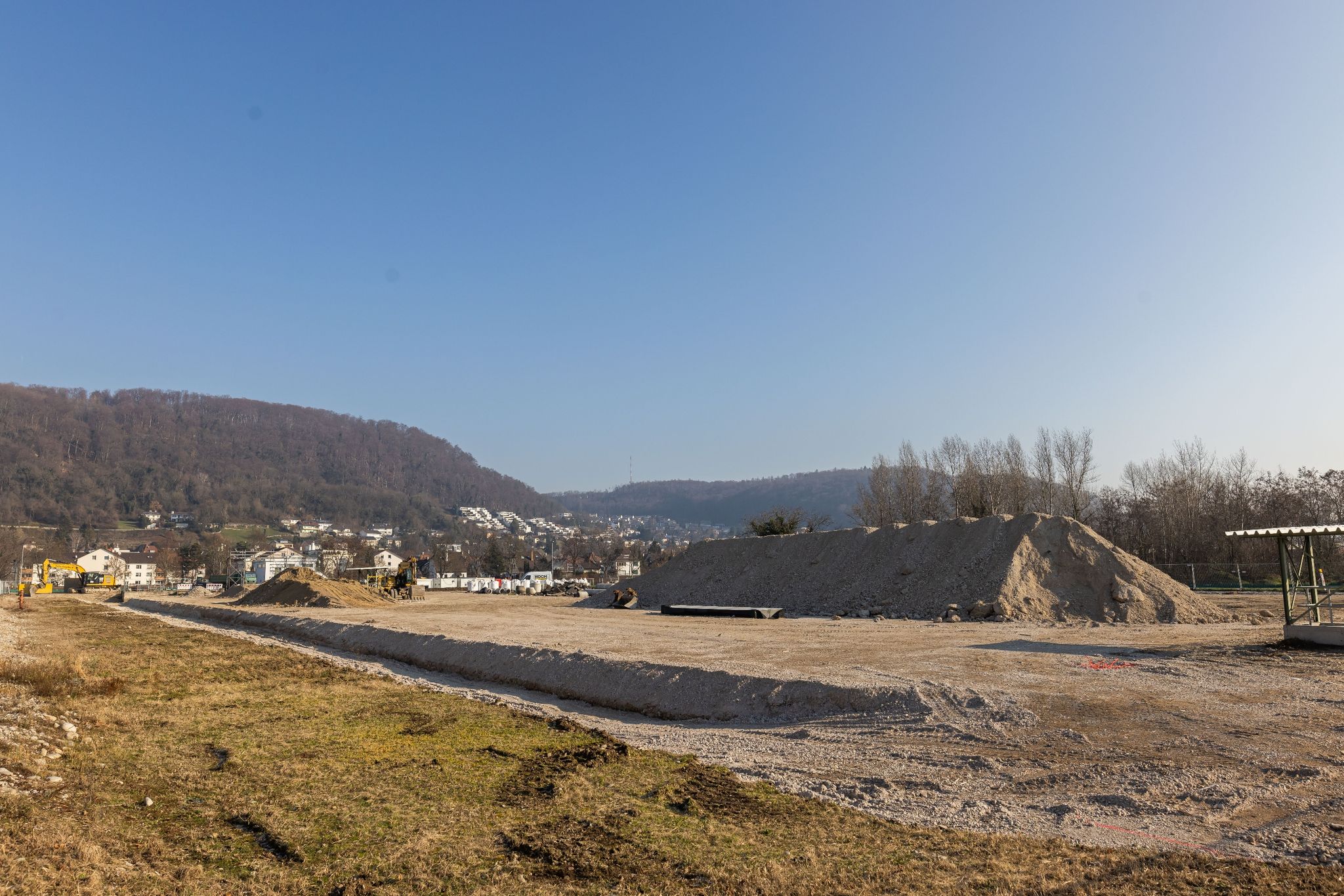 Bauarbeiten finden neben der Kesslergrube, einer ehemaligen Mülldeponie, statt.